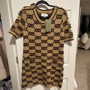 Gucci Beige and Brown Knit Sweater